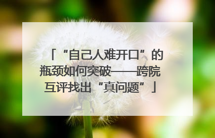 “自己人难开口”的瓶颈如何突破——跨院互评找出“真问题”