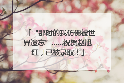 “那时的我仿佛被世界遗忘”……祝贺赵旭红，已被录取！