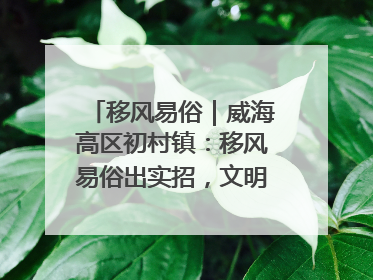 移风易俗｜威海高区初村镇：移风易俗出实招，文明新风拂人心