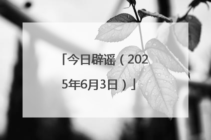 今日辟谣（2025年6月3日）