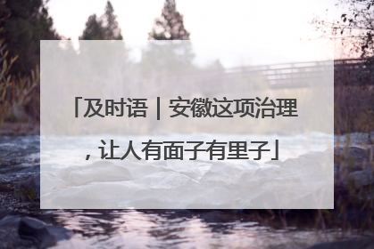 及时语｜安徽这项治理，让人有面子有里子