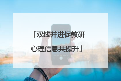 双线并进促教研 心理信息共提升