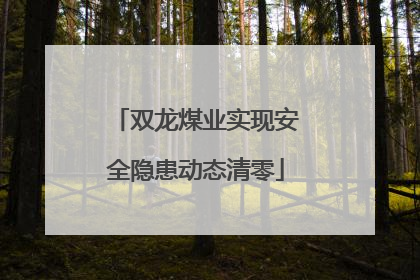 双龙煤业实现安全隐患动态清零