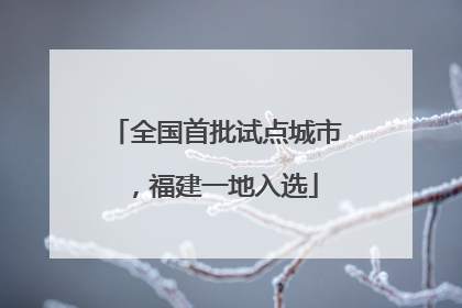 全国首批试点城市，福建一地入选