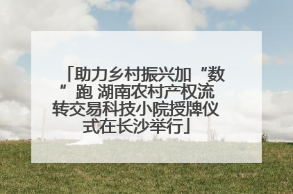 助力乡村振兴加“数”跑 湖南农村产权流转交易科技小院授牌仪式在长沙举行