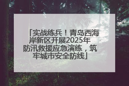 实战练兵！青岛西海岸新区开展2025年防汛救援应急演练，筑牢城市安全防线