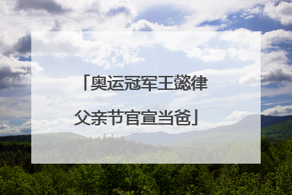 奥运冠军王懿律父亲节官宣当爸
