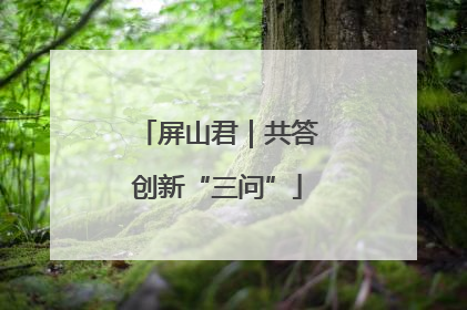 屏山君｜共答创新“三问”