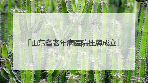 山东省老年病医院挂牌成立