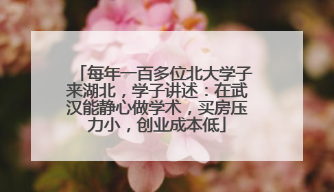 每年一百多位北大学子来湖北，学子讲述：在武汉能静心做学术，买房压力小，创业成本低