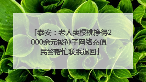 泰安：老人卖樱桃挣得2000余元被孙子网络充值 民警帮忙联系退回