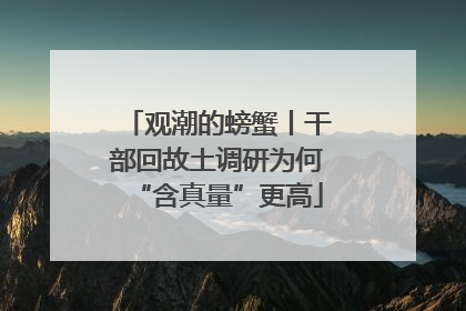 观潮的螃蟹丨干部回故土调研为何“含真量”更高