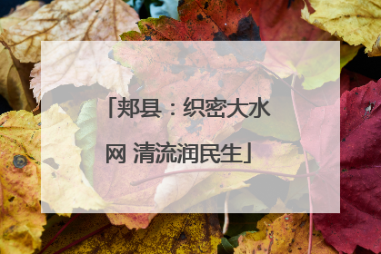 郏县：织密大水网 清流润民生