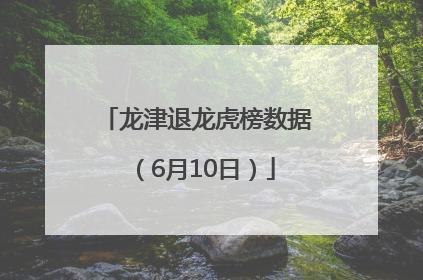 龙津退龙虎榜数据（6月10日）
