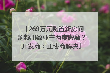 269万元购置新房问题频出致业主两度搬离？开发商：正协商解决
